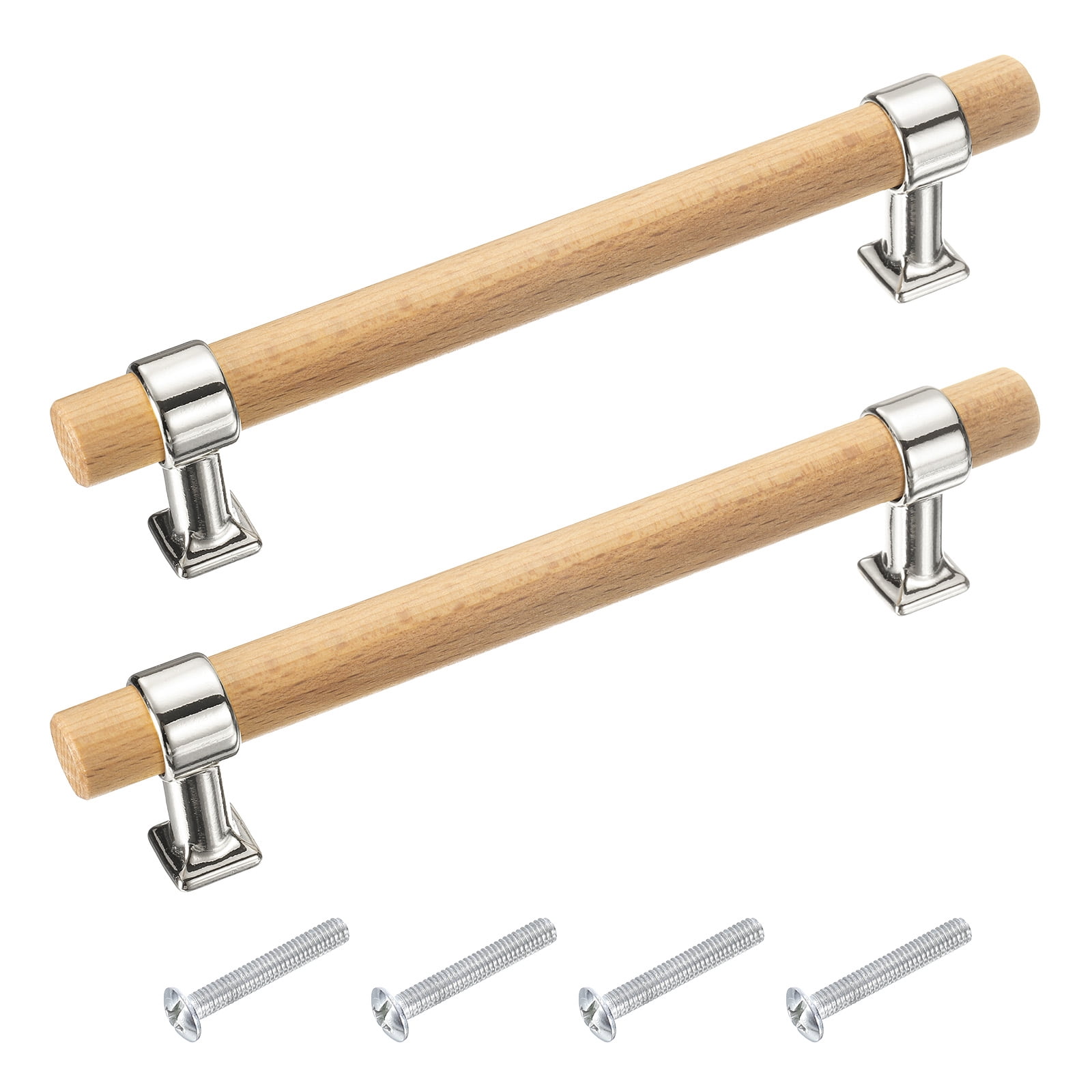 Unique Bargains Adjustable Wooden Double Hole Handles Silver/Gold