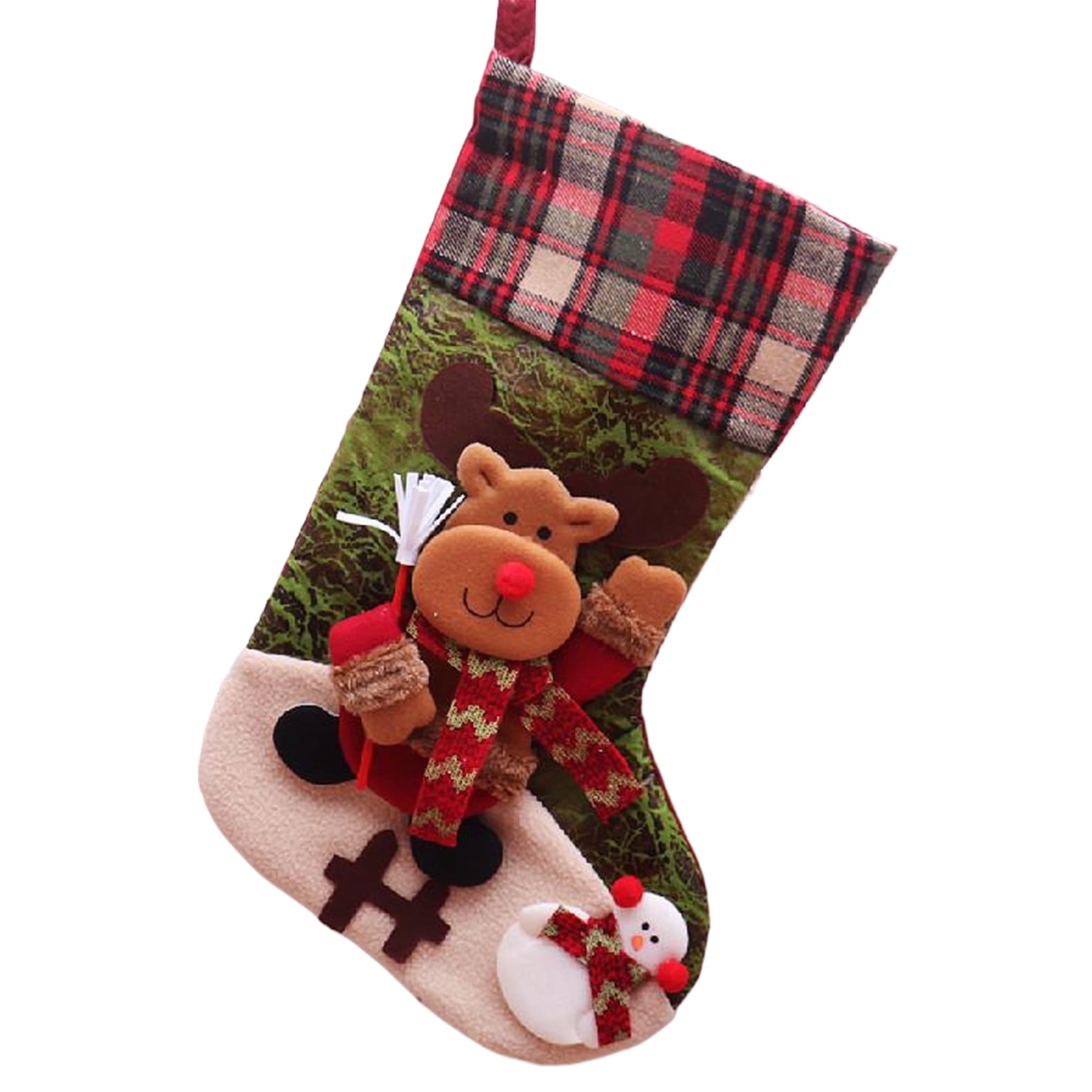 Unique Bargains Adorable Mascot Christmas Stockings Cozy Winter Living Accents Green Deer 18"
