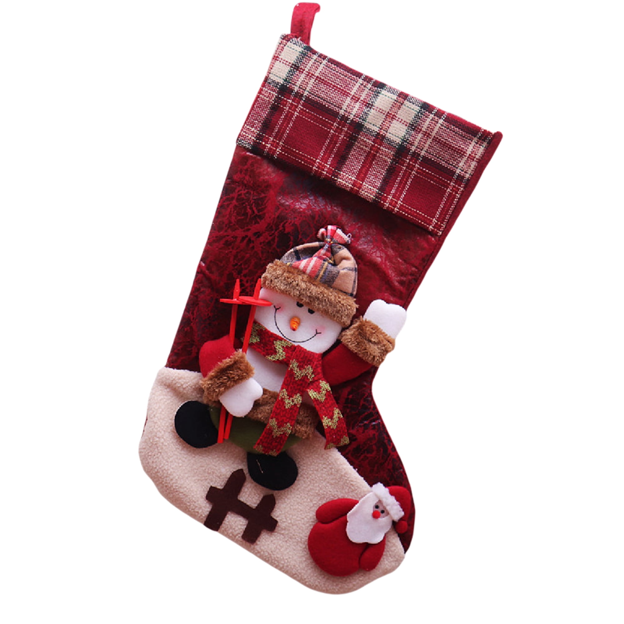 Unique Bargains Adorable Mascot Christmas Stockings Cozy Winter Living Accents Red Snowman 18"