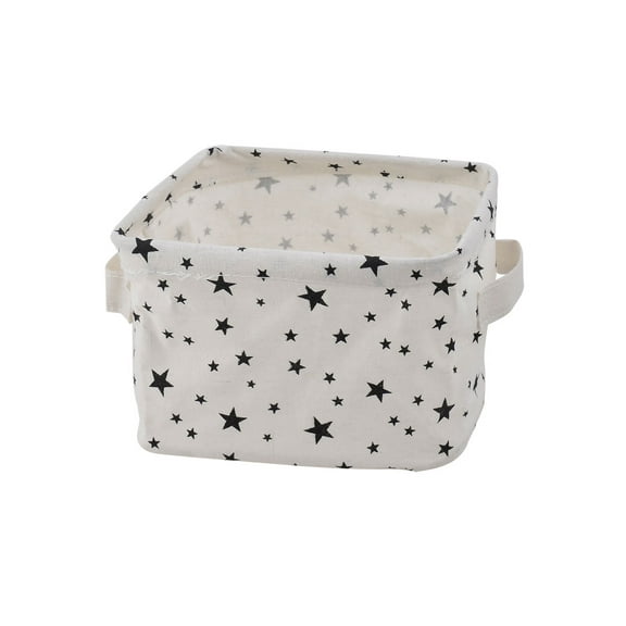 Unique Bargains Adult Fabric Star Pattern Makeup Sundries Storage Box, White