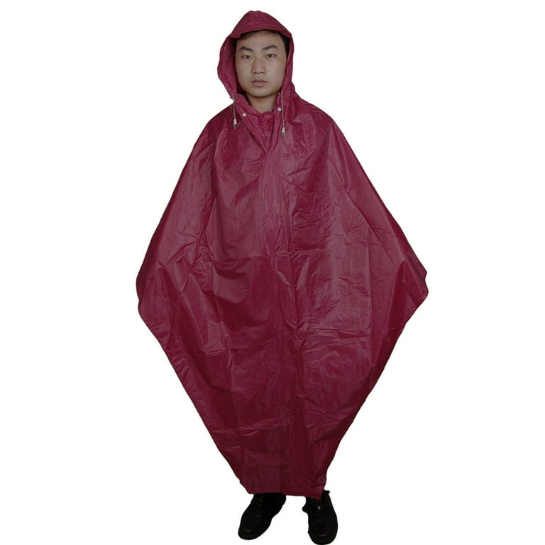 Unique Bargains Adult Water Resistant PVC Nylon Bike Bicycle Rain Poncho Raincoat Burgundy Walmart