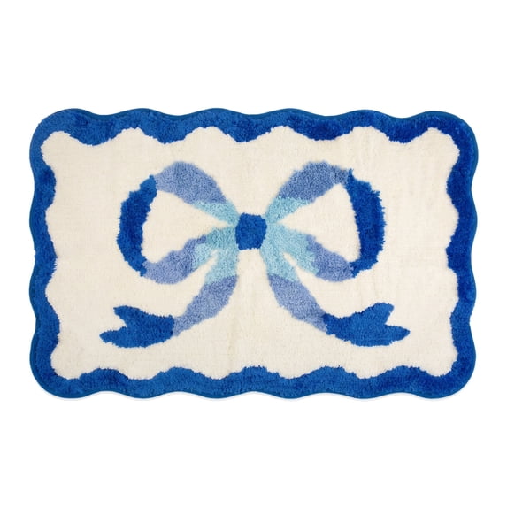 Unique Bargains Aesthetic Bathroom Rug Soft Absorbent Non Slip Bath Mat Blue 32" x 20"