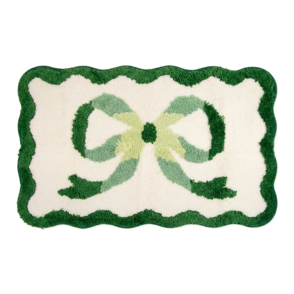 Unique Bargains Aesthetic Bathroom Rug Soft Absorbent Non Slip Bath Mat Green 32" x 20"