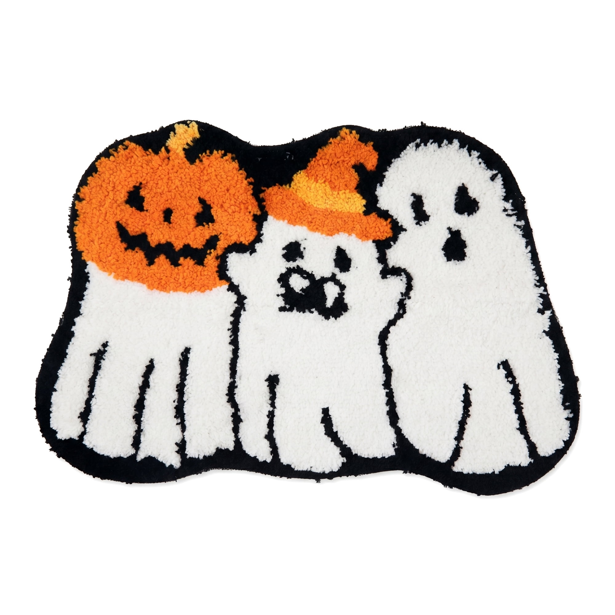 Unique Bargains Aesthetic Bathroom Ultra Soft Shaggy Bath Mat White Orange 24" x 16"