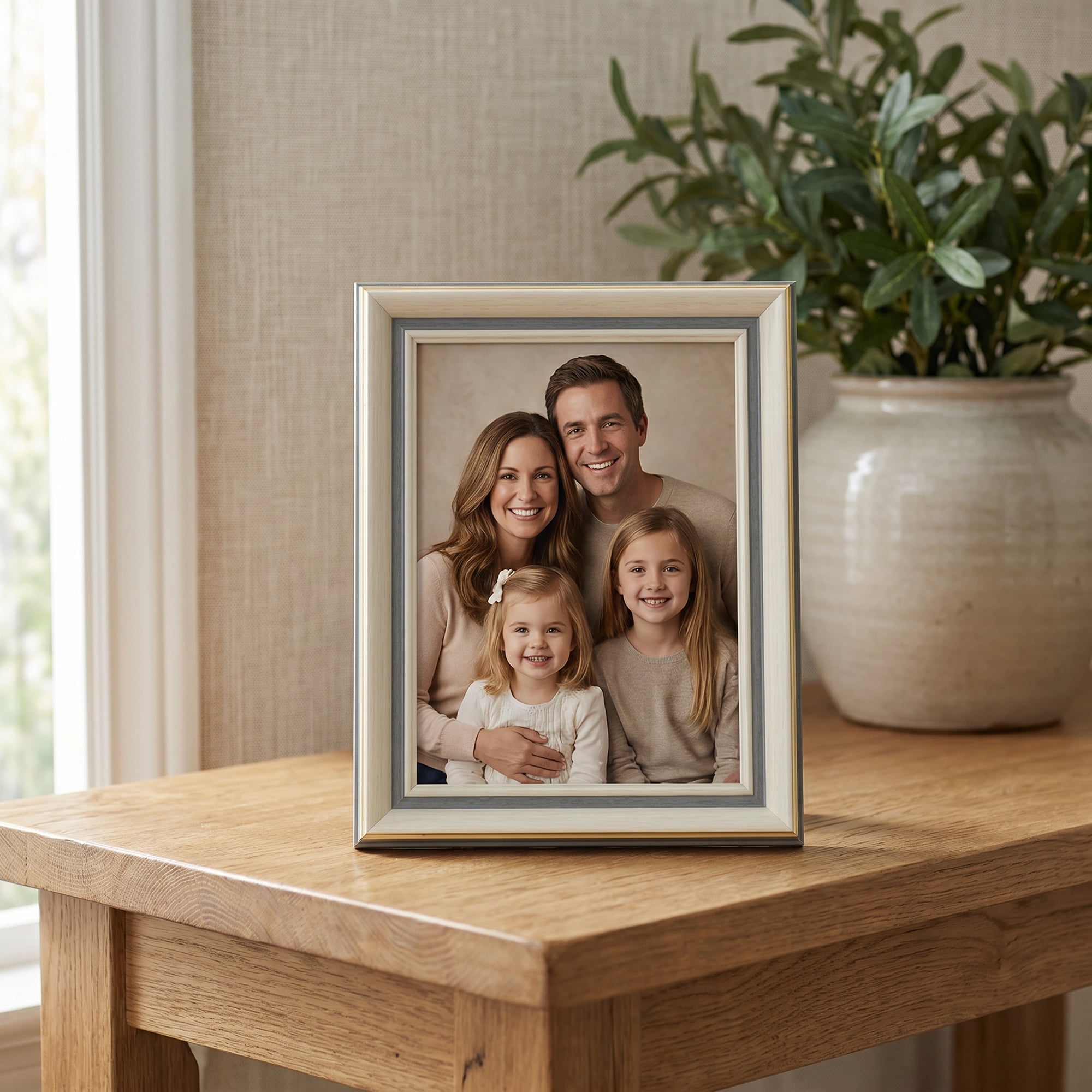 Unique Bargains Aesthetic Ins Wood Photo Frame Textured White 4" x 5"