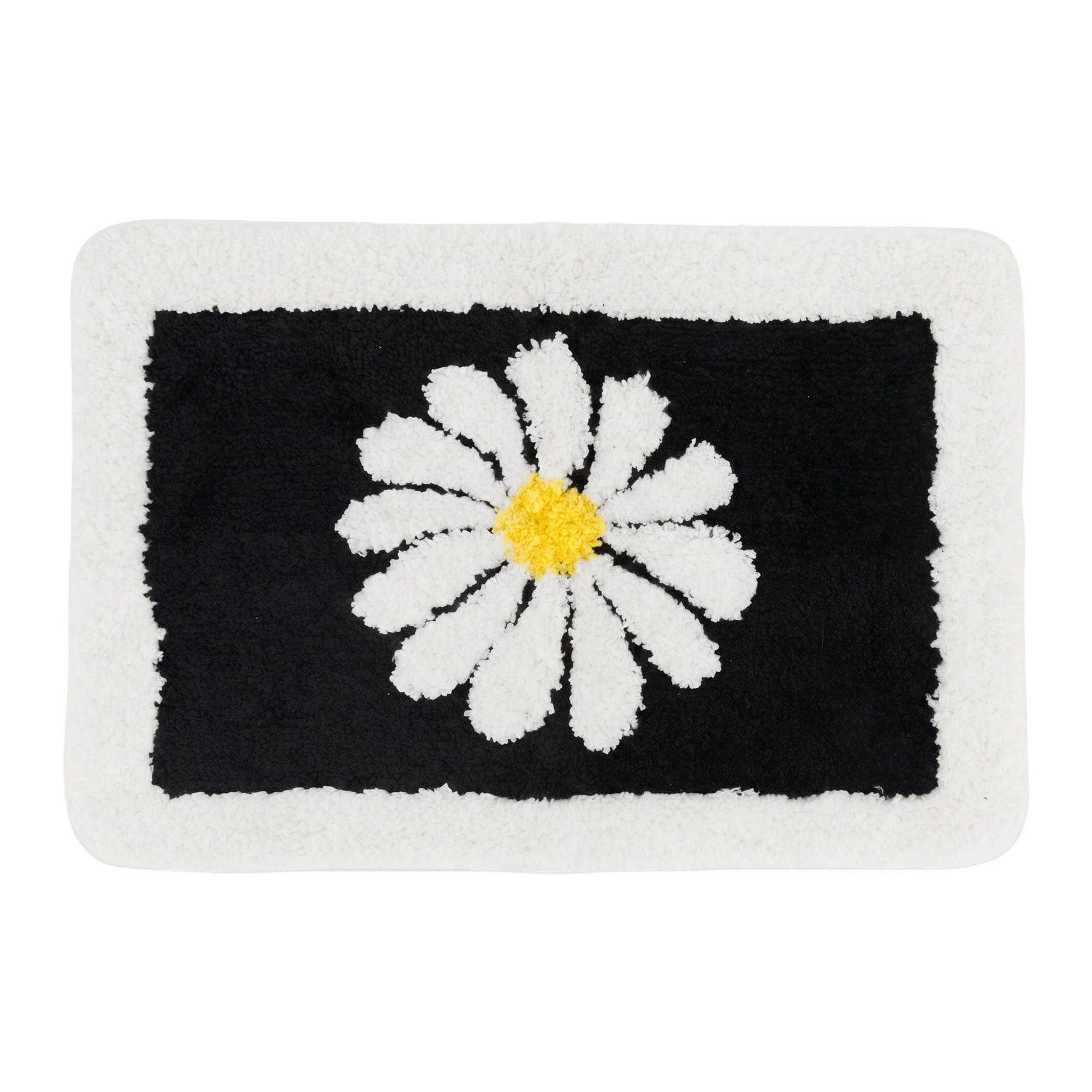 Unique Bargains Aesthetic Non Slip Ultra Soft Absorbent Shaggy Bath Mat Black 24" x 16"