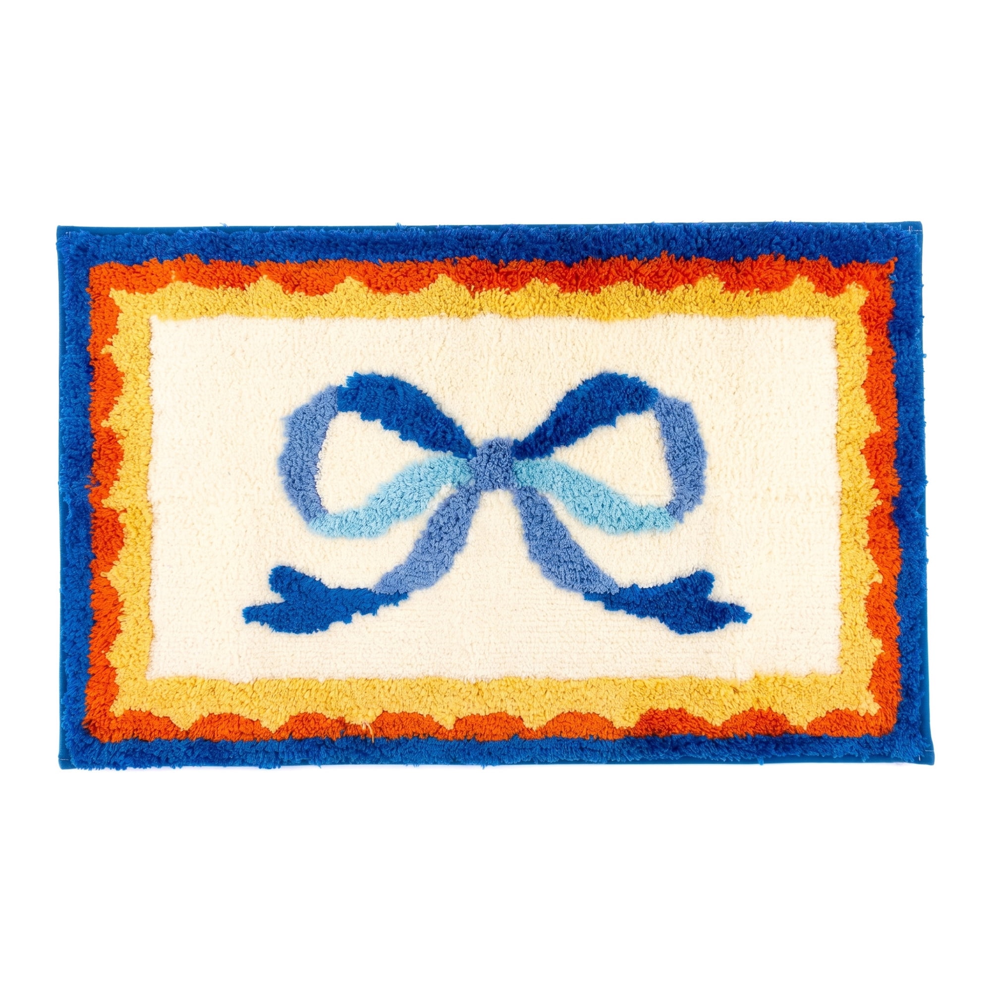 Unique Bargains Aesthetic Printed Soft Absorbent Shaggy Bath Mat Blue Red 32" x 20"