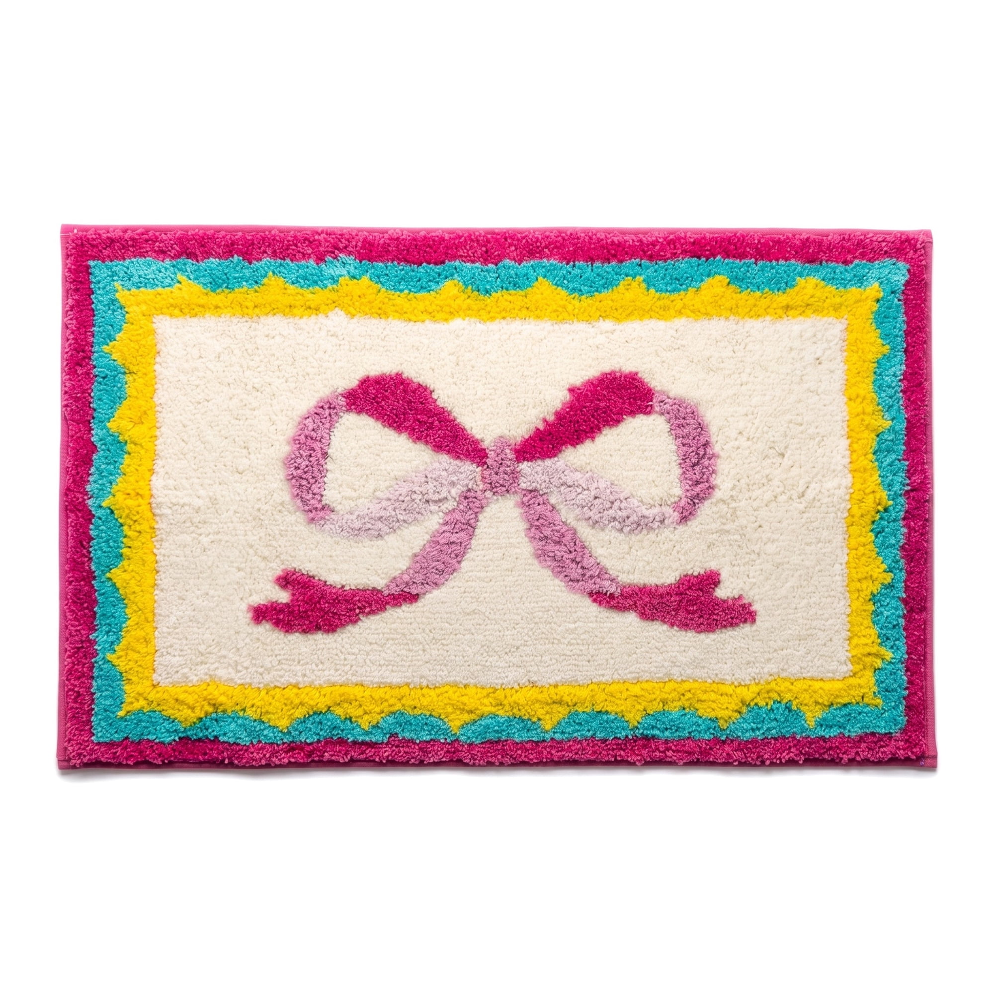 Unique Bargains Aesthetic Printed Soft Absorbent Shaggy Bath Mat Rose Pink 32" x 20"