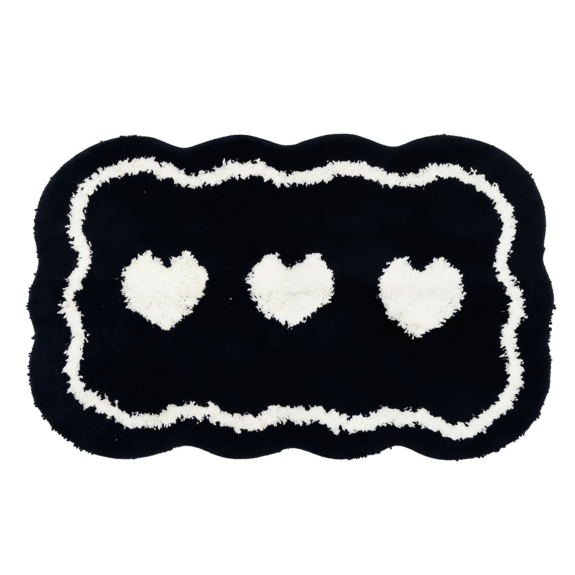 Unique Bargains Aesthetic Ultra Absorbent Shaggy Non Slip Bath Mat Black 32" x 20"