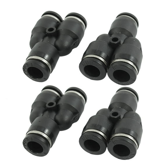 Unique Bargains Air Compressor 8mm to 8mm Push in Hose 3 Ways Air Quick Fitting Connector 4Pcs