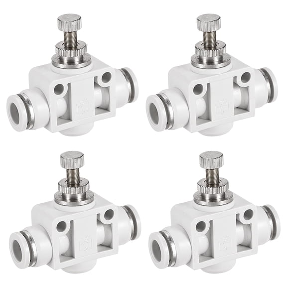 Unique Bargains Air Flow Control Valve, In-line Speed Controller Union Straight, 8mm Tube Outer Dia. 4Pcs