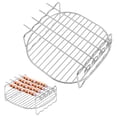 thumbnail image 1 of Unique Bargains Air Fryer Double Layer Rack 7" Square Rack with 4 Skewers, 1 of 6