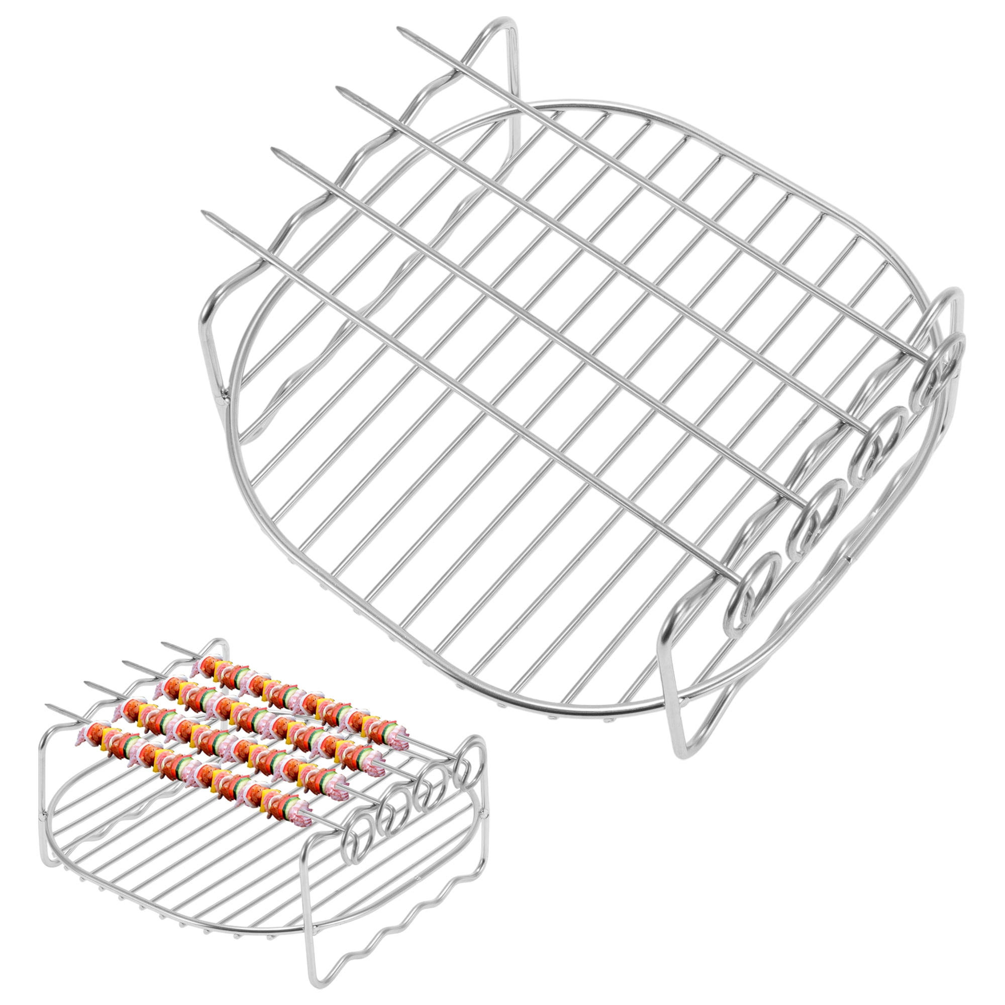 Unique Bargains Air Fryer Double Layer Rack 8 Inch Square Stainless Steel Rack