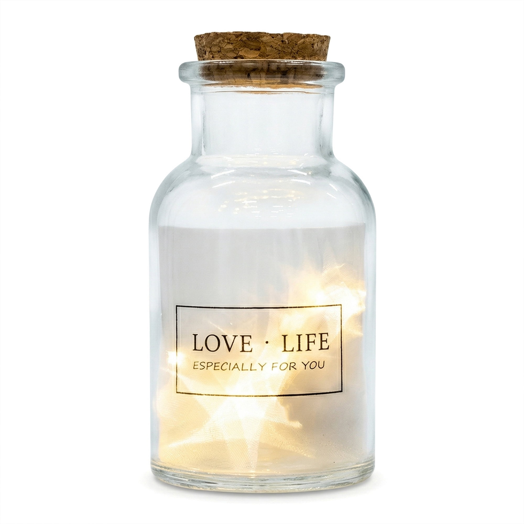 Unique Bargains Airtight Glass Jar Clear Bottle With Warm White Light 2.2" x 2.2" x 4.1"