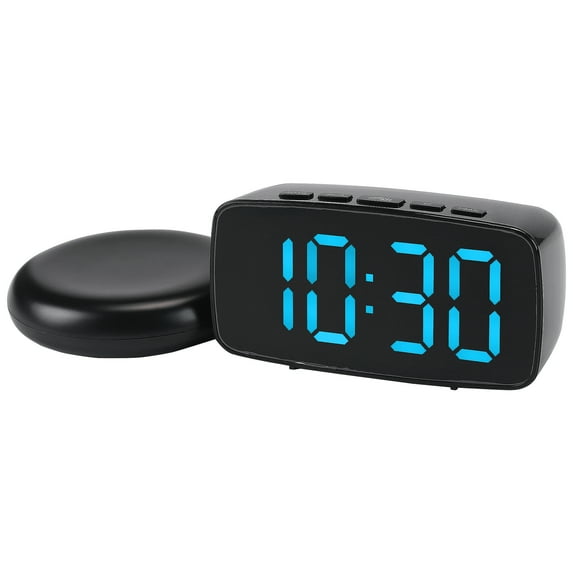 Unique Bargains Alarm Clock Black Housing With Blue Light 4.7"L x 1.6"W x 2.4"H