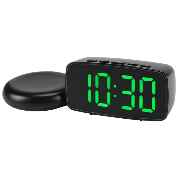 Unique Bargains Alarm Clock Black Housing With Green Light 4.7"L x 1.6"W x 2.4"H