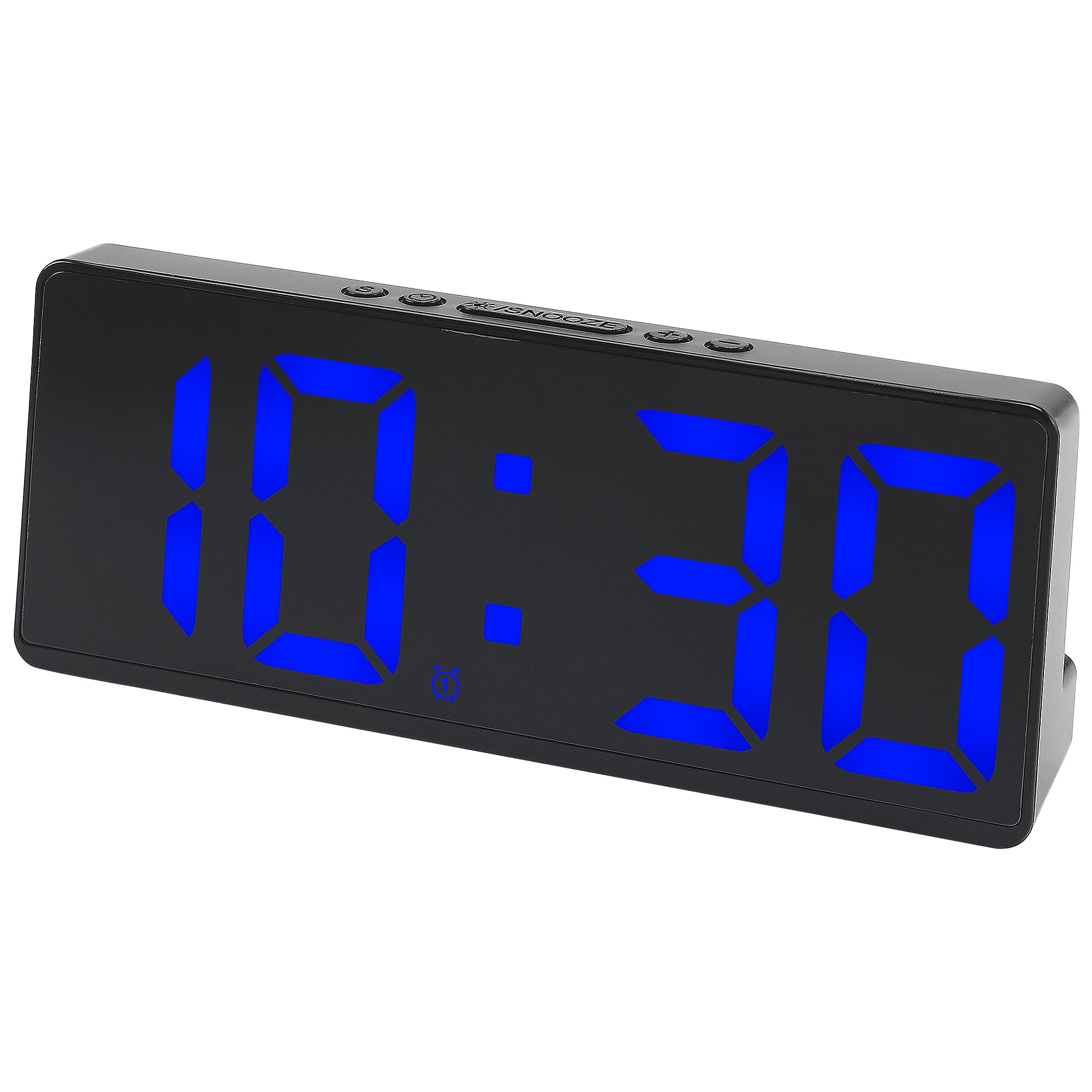 Unique Bargains Alarm Clock Black Housing and Blue Light 6.1"L x 0.9"W x 2.5"H