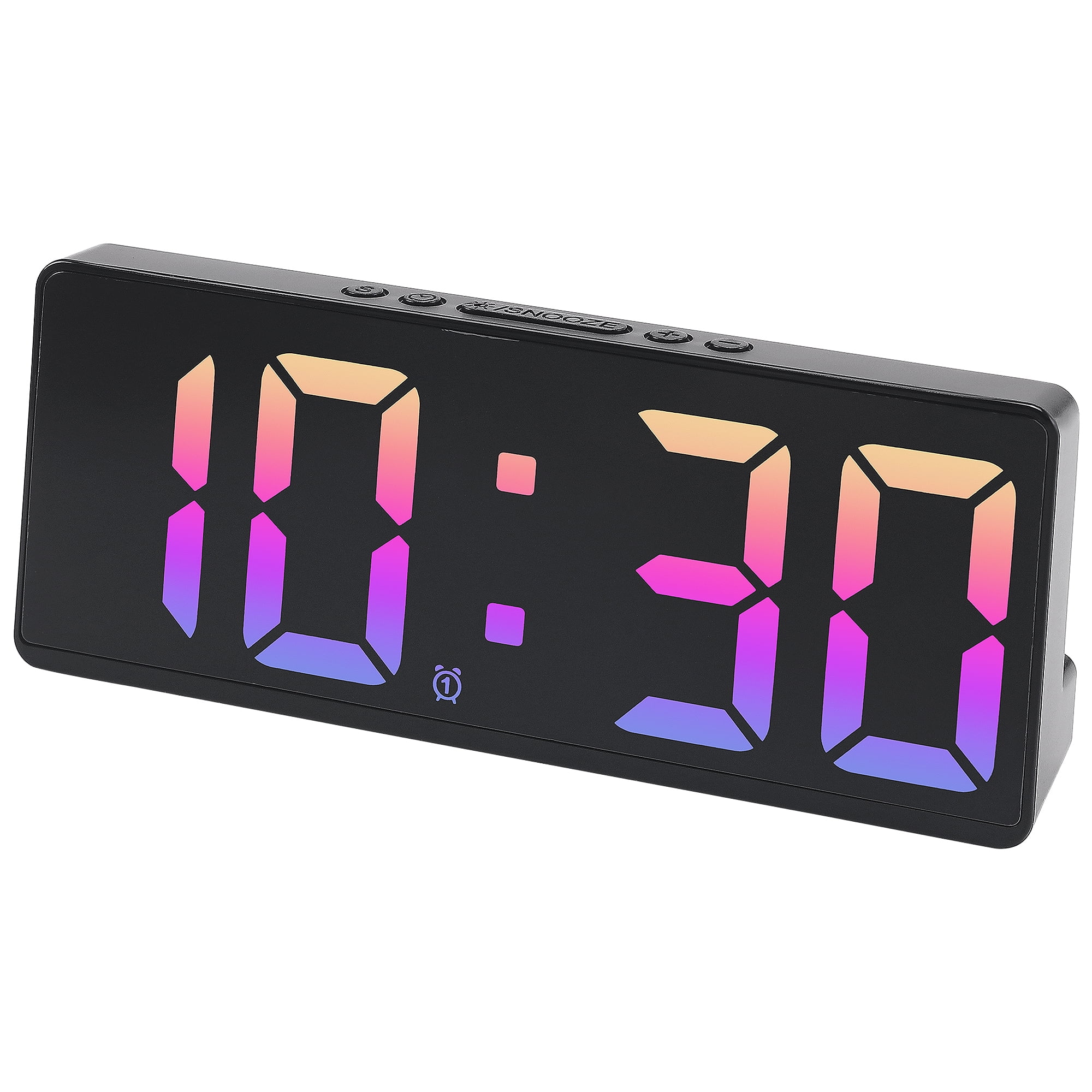 Unique Bargains Alarm Clock Black Housing and Pink Color Light 6.1"L x 0.9"W x 2.5"H