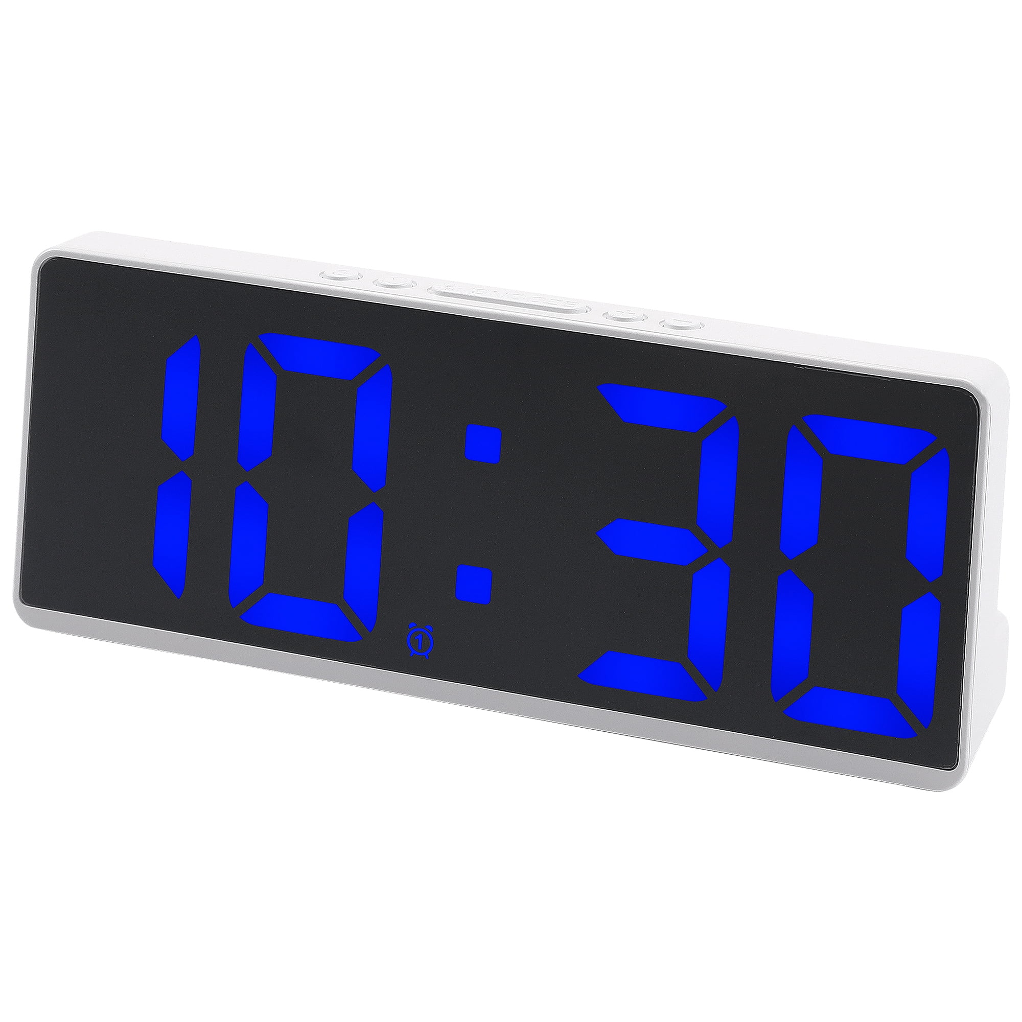 Unique Bargains Alarm Clock White Housing and Blue Light 6.1"L x 0.9"W x 2.5"H