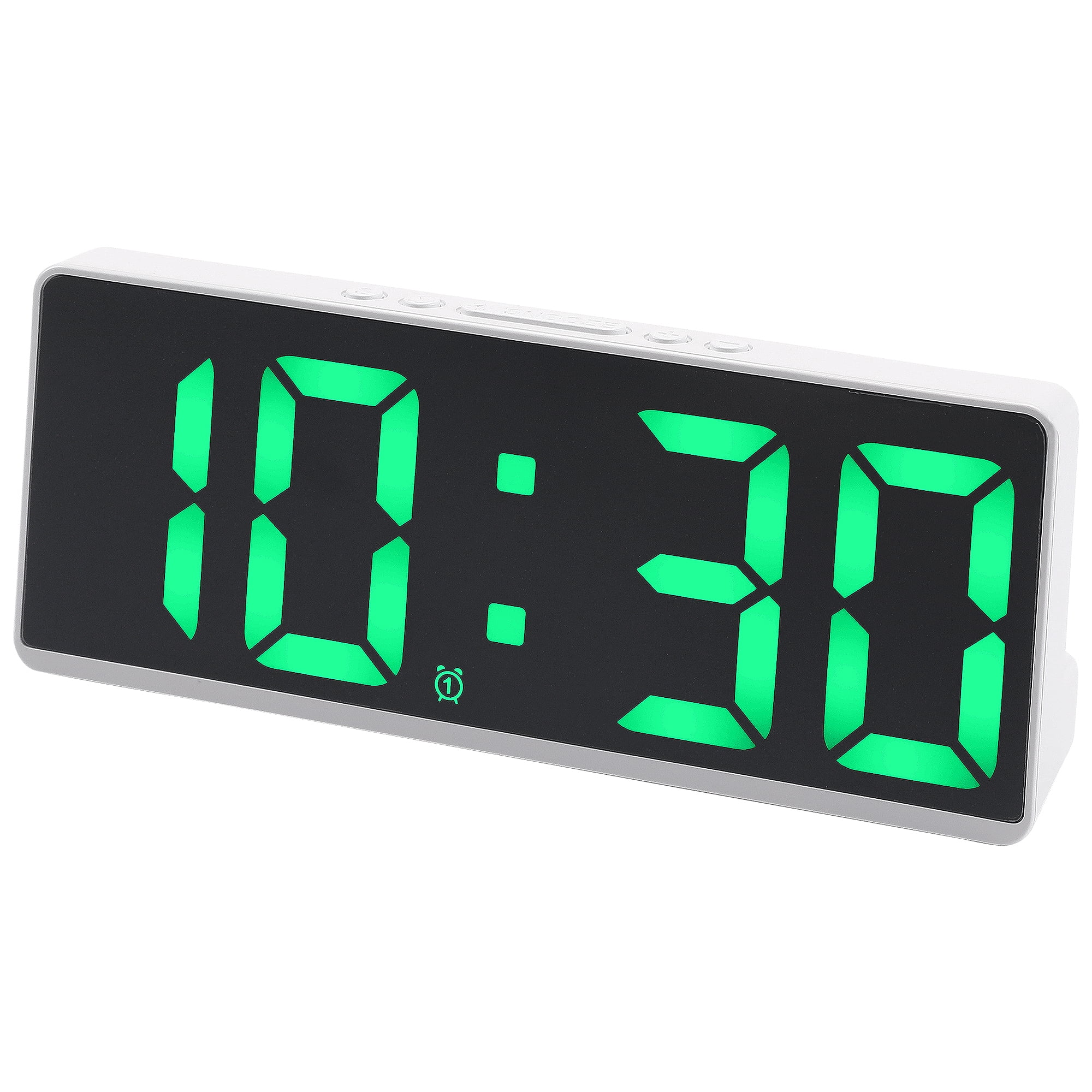 Unique Bargains Alarm Clock White Housing and Green Light 6.1"L x 0.9"W x 2.5"H