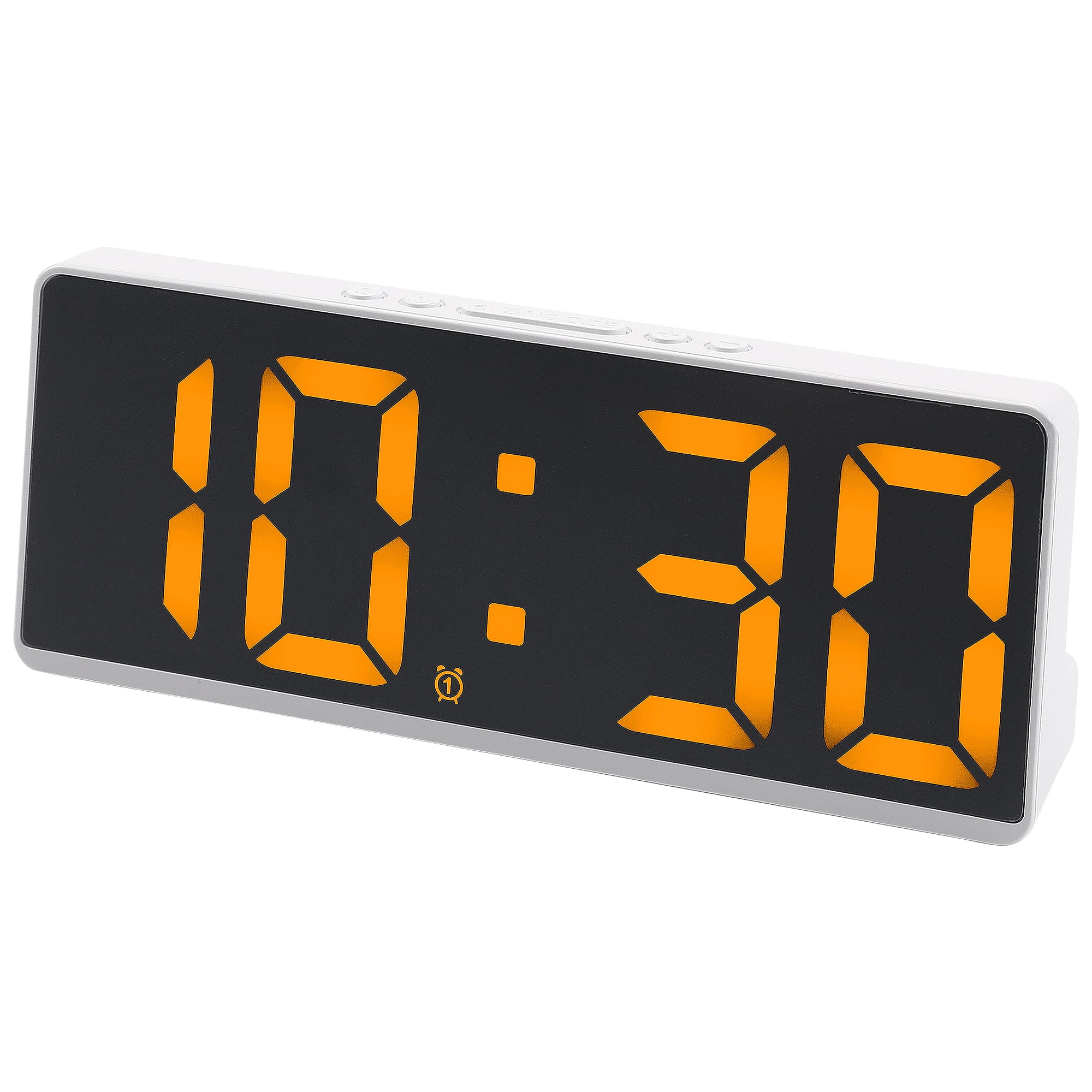 Unique Bargains Alarm Clock White Housing and Orange Light 6.1"L x 0.9"W x 2.5"H