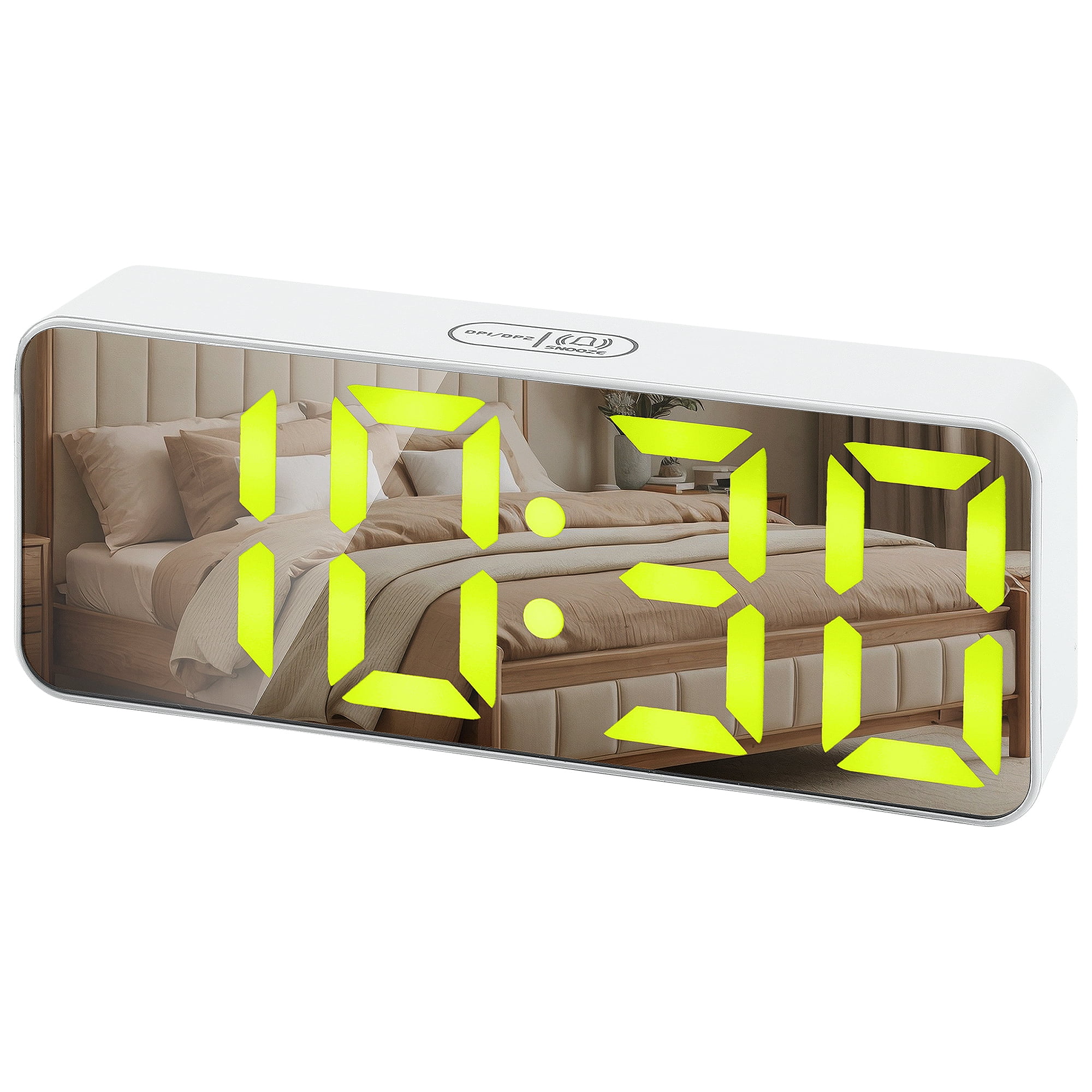 Unique Bargains Alarm Clock White Housing and White Light 5.5"L x 1.2"W x 2.2"H