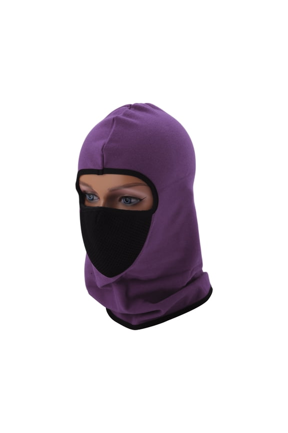 All Inclusive Face Mask Polyester Honeycomb Face Cover Keep Warm Breathable Dark Purple 1 Pcs