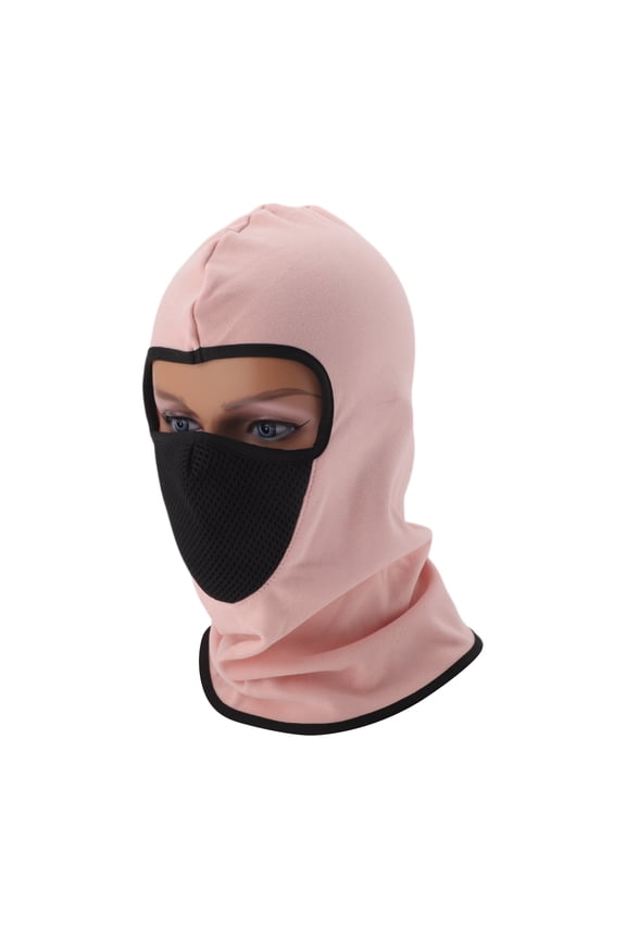 All Inclusive Face Mask Polyester Honeycomb Face Cover Keep Warm Breathable Pink 1 Pcs