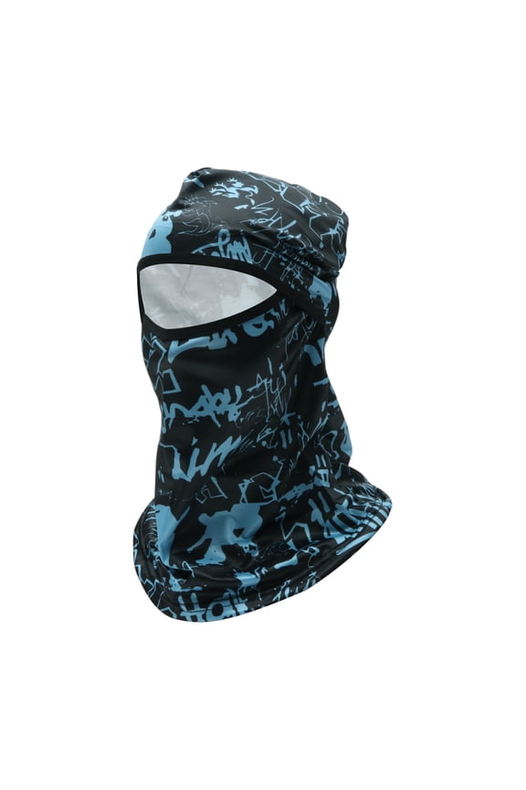All Inclusive UV Face Shield Polyester Character Pattern Multipurpose Neck Gaiter Mask Sun Protection Breathable Blue Black 1 Pcs