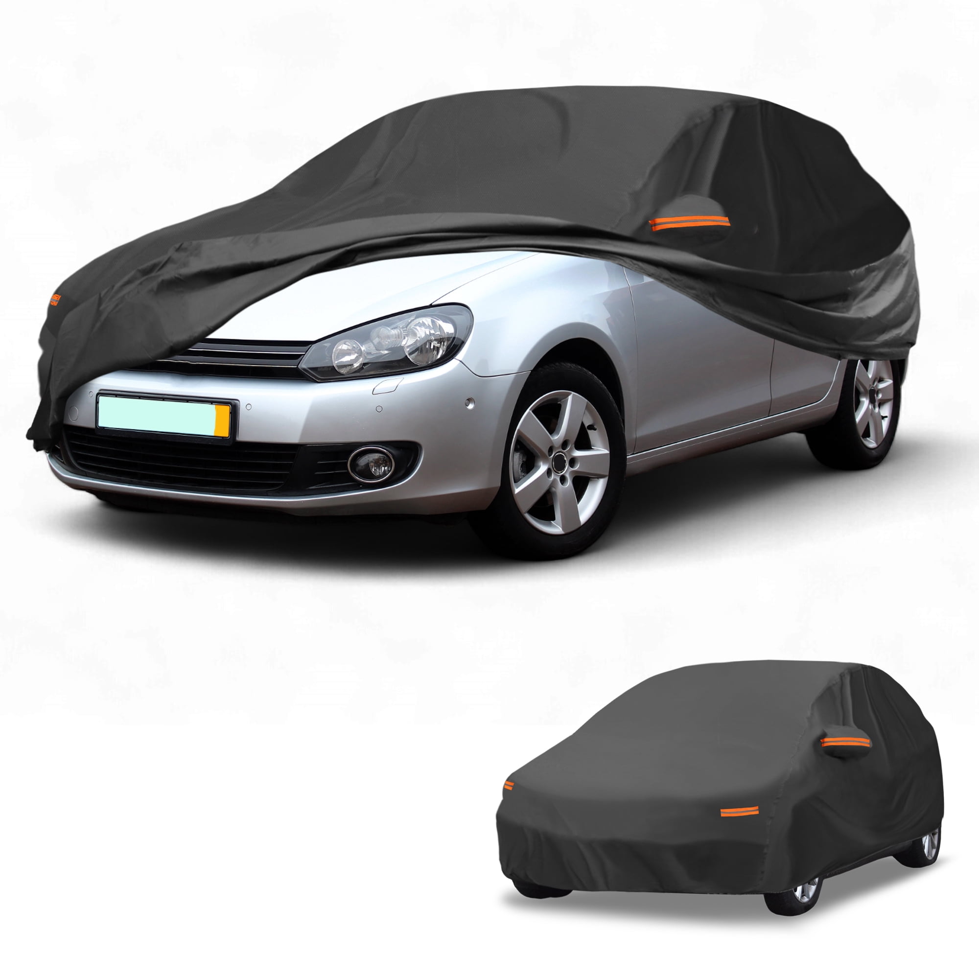 Unique Bargains All-Weather Car Cover Black with Right Zipper 171.26"x57.09"x46.85"