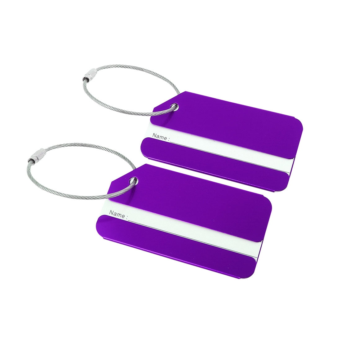 Unique Bargains Aluminium Metal Luggage Tags Card Holder Purple