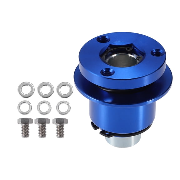 Unique Bargains Aluminum Alloy Steering Wheel Quick Release Disconnect 3 Holes Hub 0.26" Bore Blue