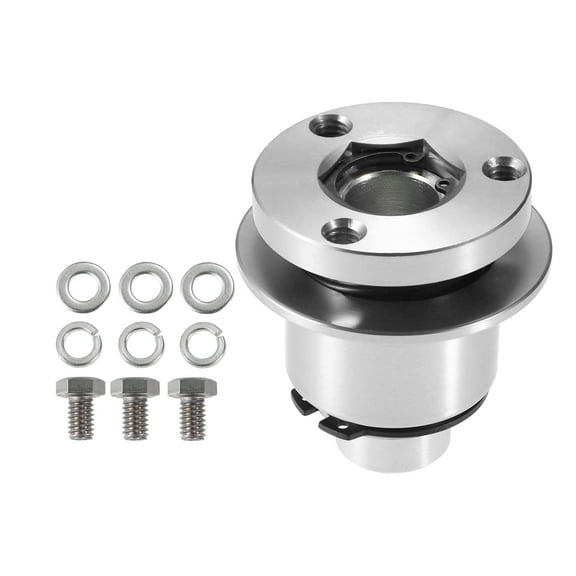 Unique Bargains Aluminum Alloy Steering Wheel Quick Release Disconnect 3 Holes Hub 0.26" Bore Silver Tone