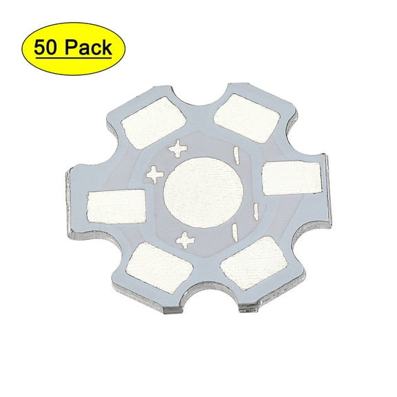 Unique Bargains Aluminum Base Plate Board LED Heatsink 20mm 2 Pin White 50Pcs for DIY 1W 3W COB LED Chips