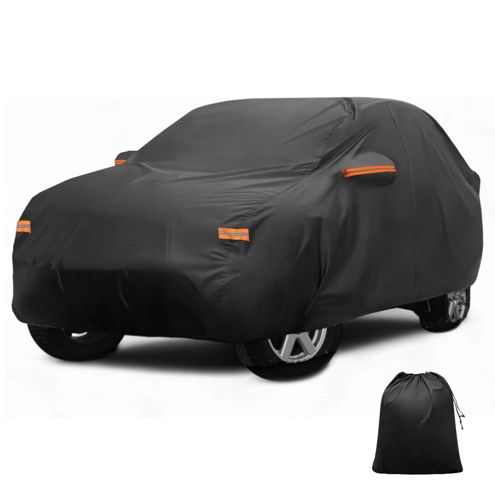 Unique Bargains Aluminum Film Outdoor Full Car Cover with Driver Door Zipper Black for Volvo XC90 196.85"x79.13"x59.06"