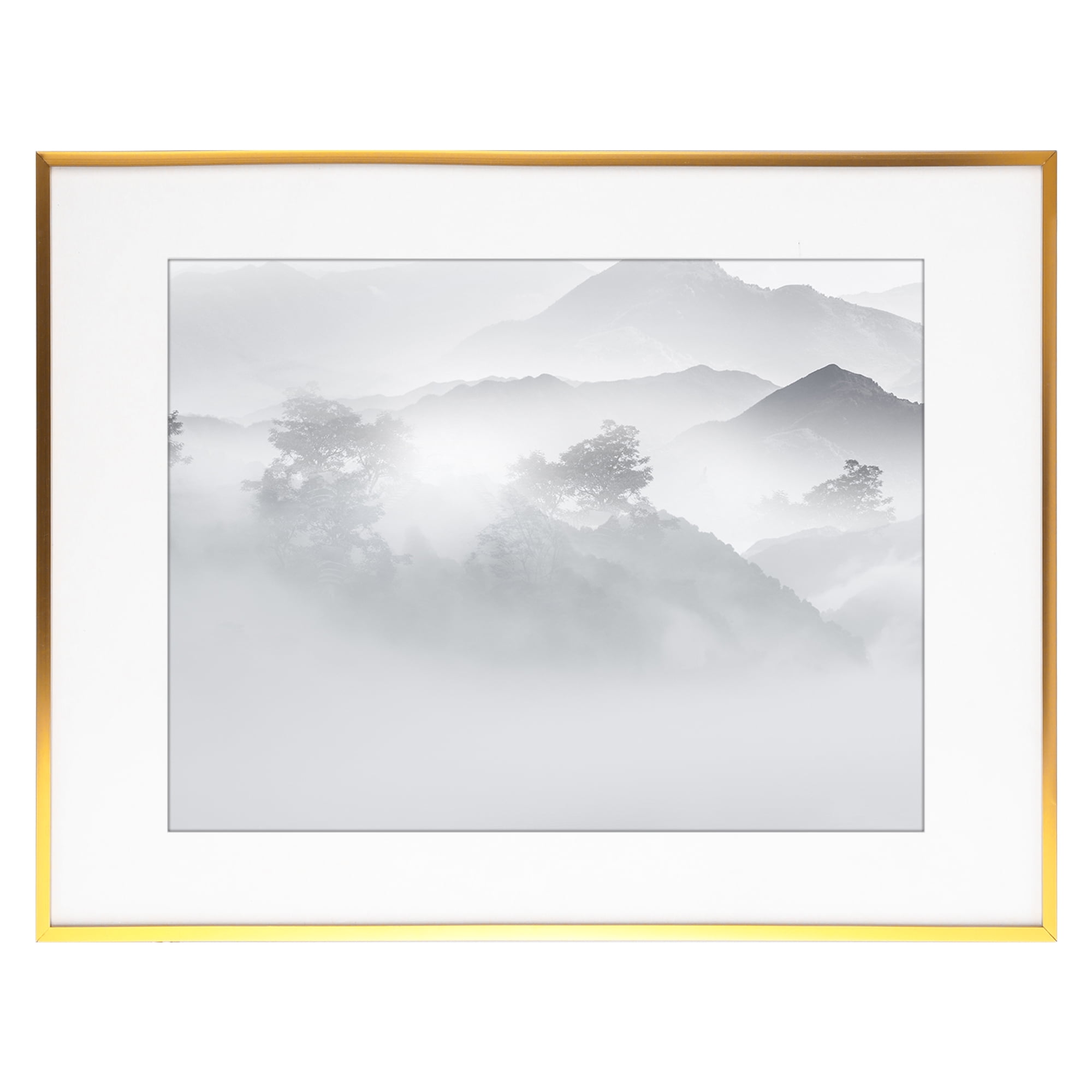 Unique Bargains Aluminum Picture Frame for Photo Tabletop Display 8.5X11 Gold