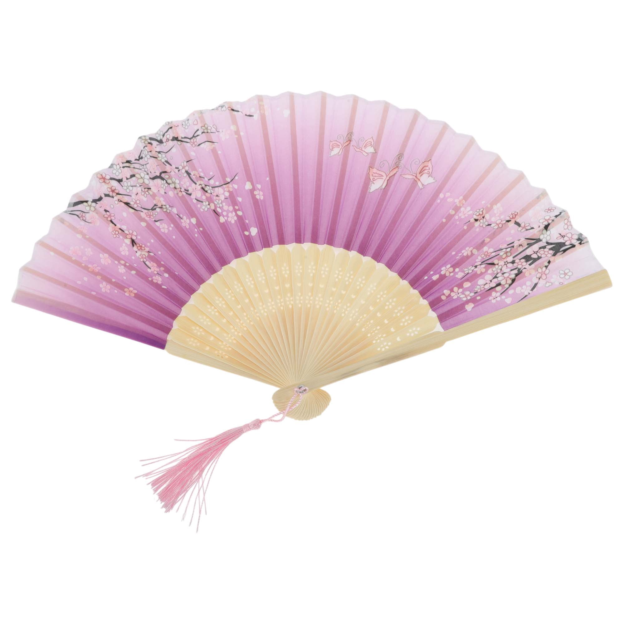 Unique Bargains Ancient Style Folding Fan 1Pc Deep Purple [Dreamy Cloud Blossom Pattern]