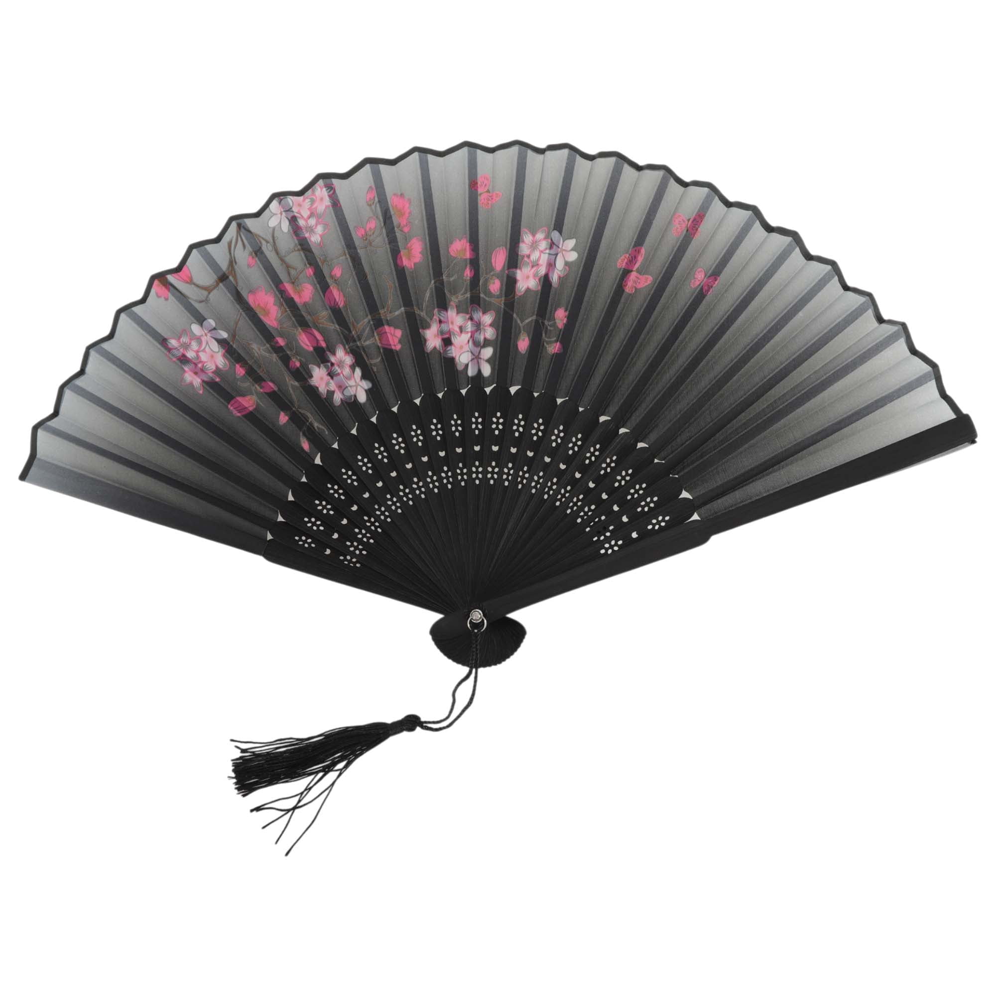 Unique Bargains Ancient Style Folding Fan 1Pc Gray [Elegant Shadow of Plum Blossoms Style]
