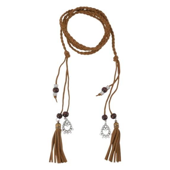Unique Bargains Ancient Style Tassel Adjustable Waist Belt Brown