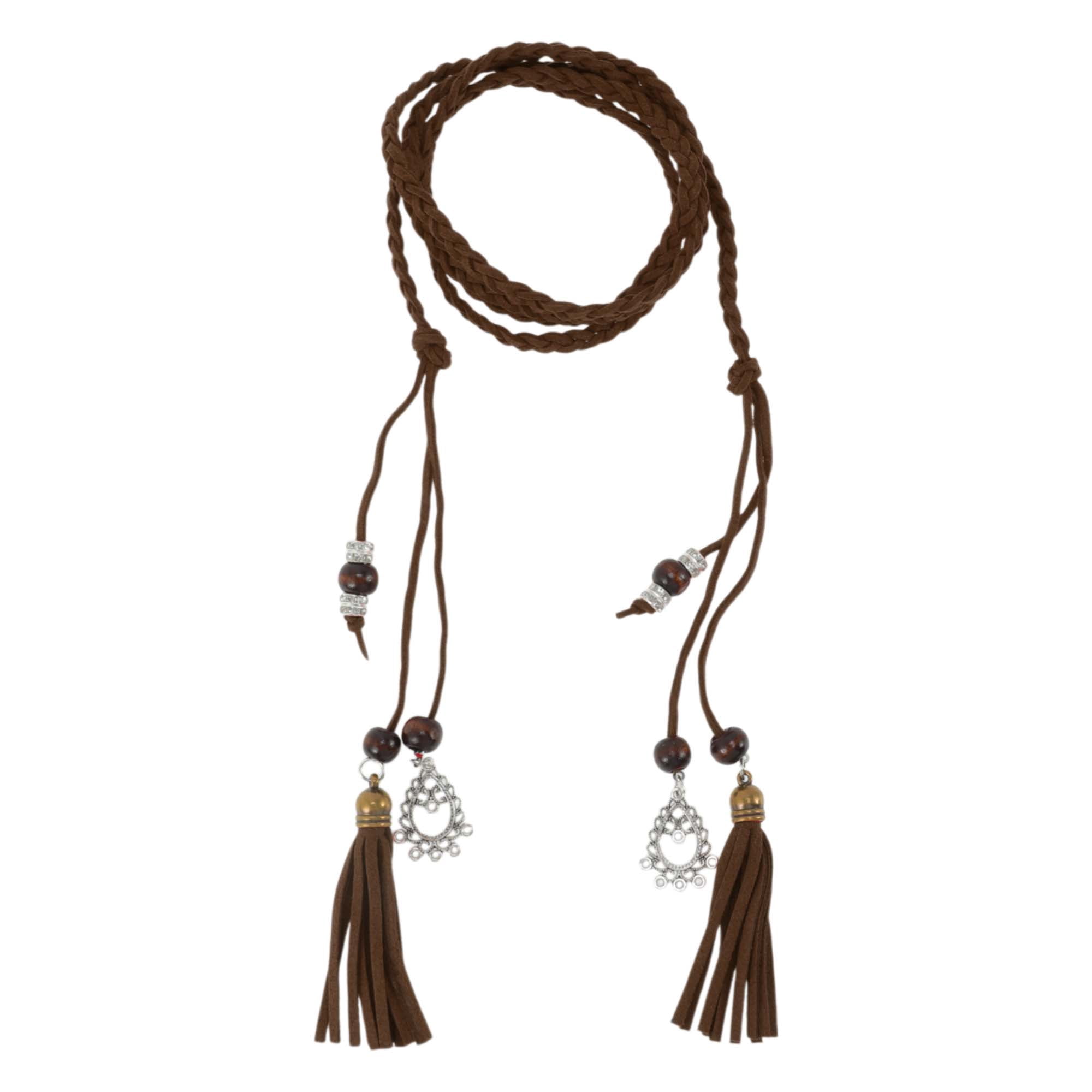 Unique Bargains Ancient Style Tassel Adjustable Waist Belt Coffee