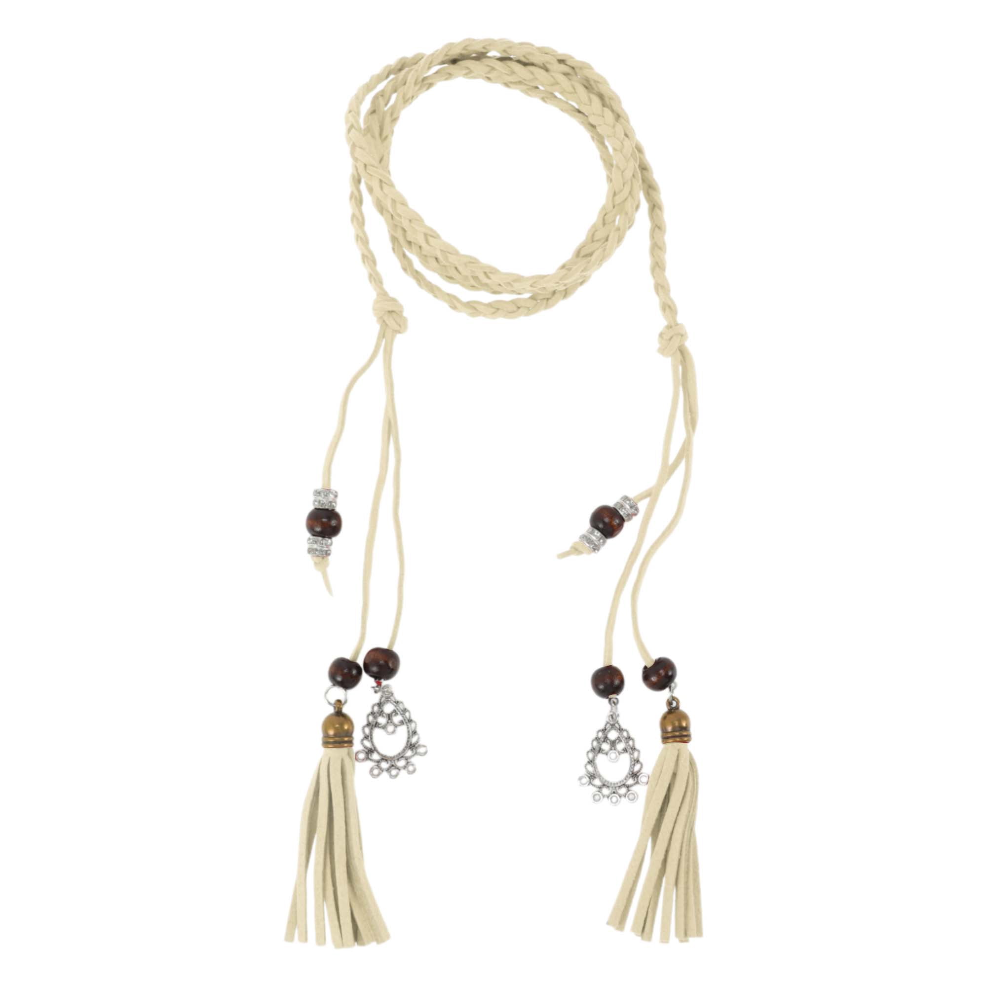 Unique Bargains Ancient Style Tassel Adjustable Waist Belt Khaki
