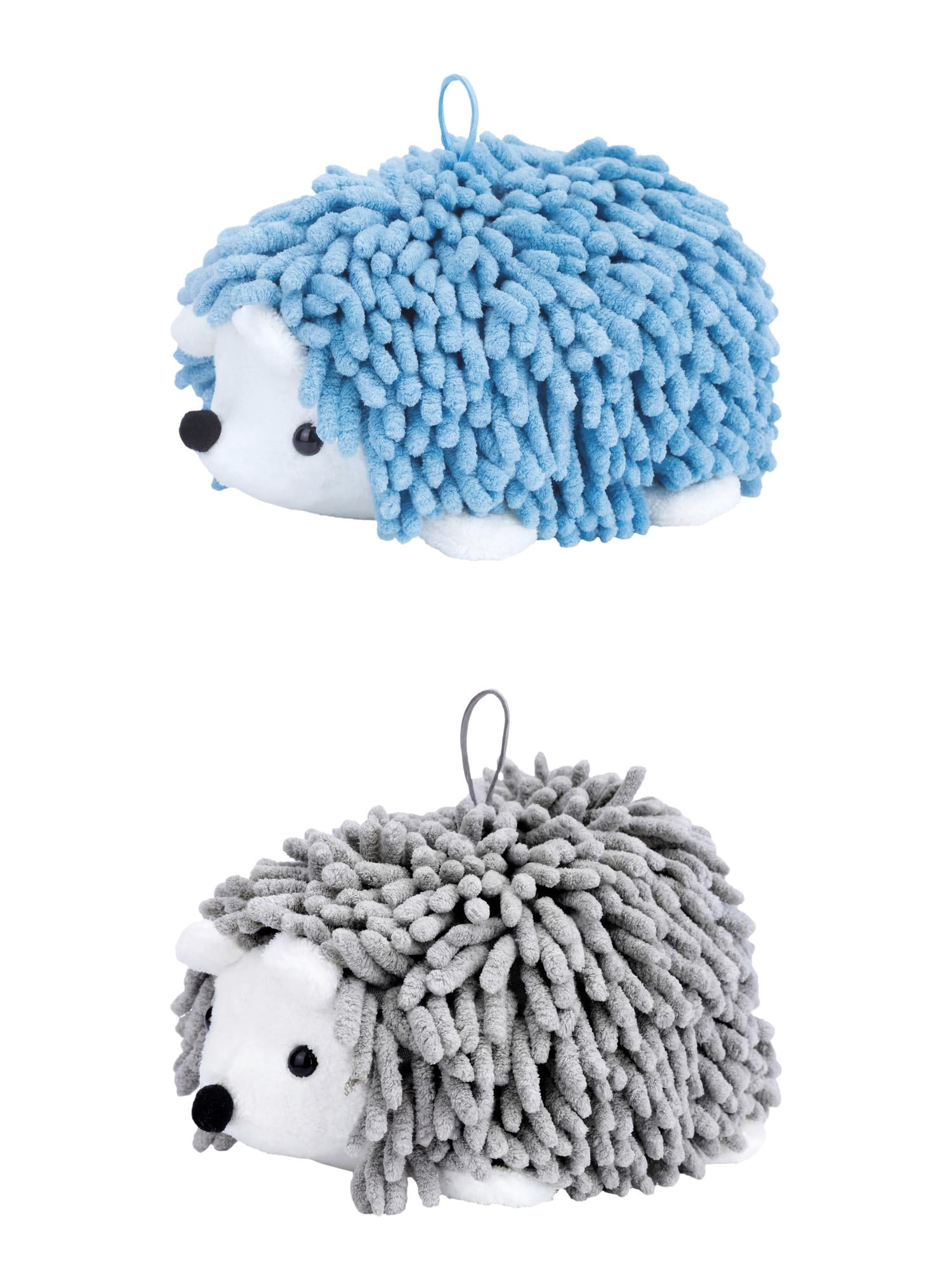 Unique Bargains Animal Chenille Hanging Absorbent Soft Hand Towel Grey/Blue 10" x 6"