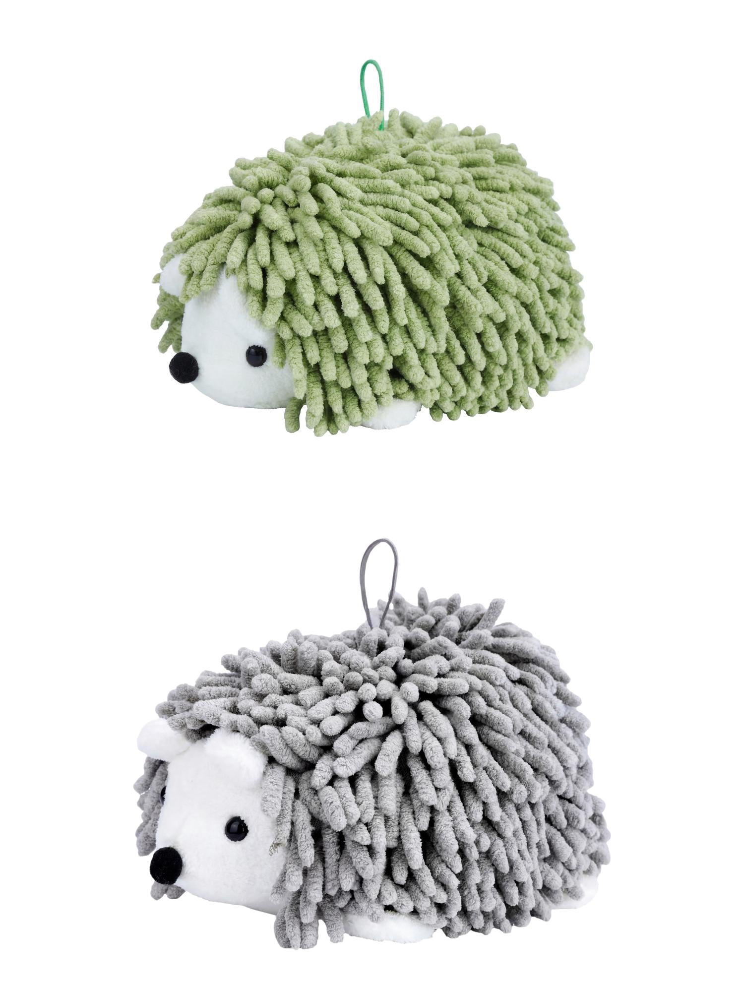 Unique Bargains Animal Chenille Hanging Absorbent Soft Hand Towel Grey/Green 10" x 6"