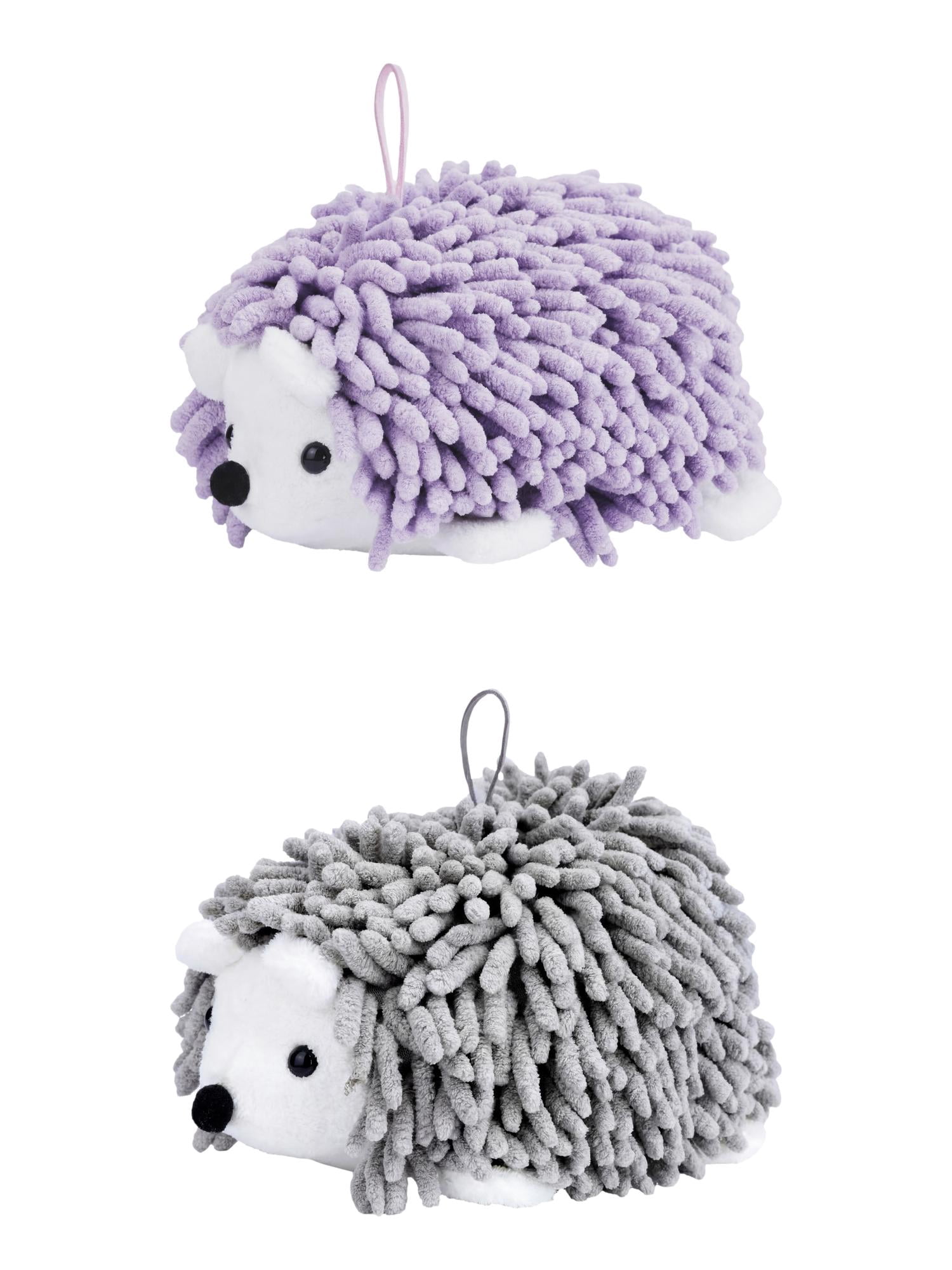 Unique Bargains Animal Chenille Hanging Absorbent Soft Hand Towel Grey/Purple 10" x 6"