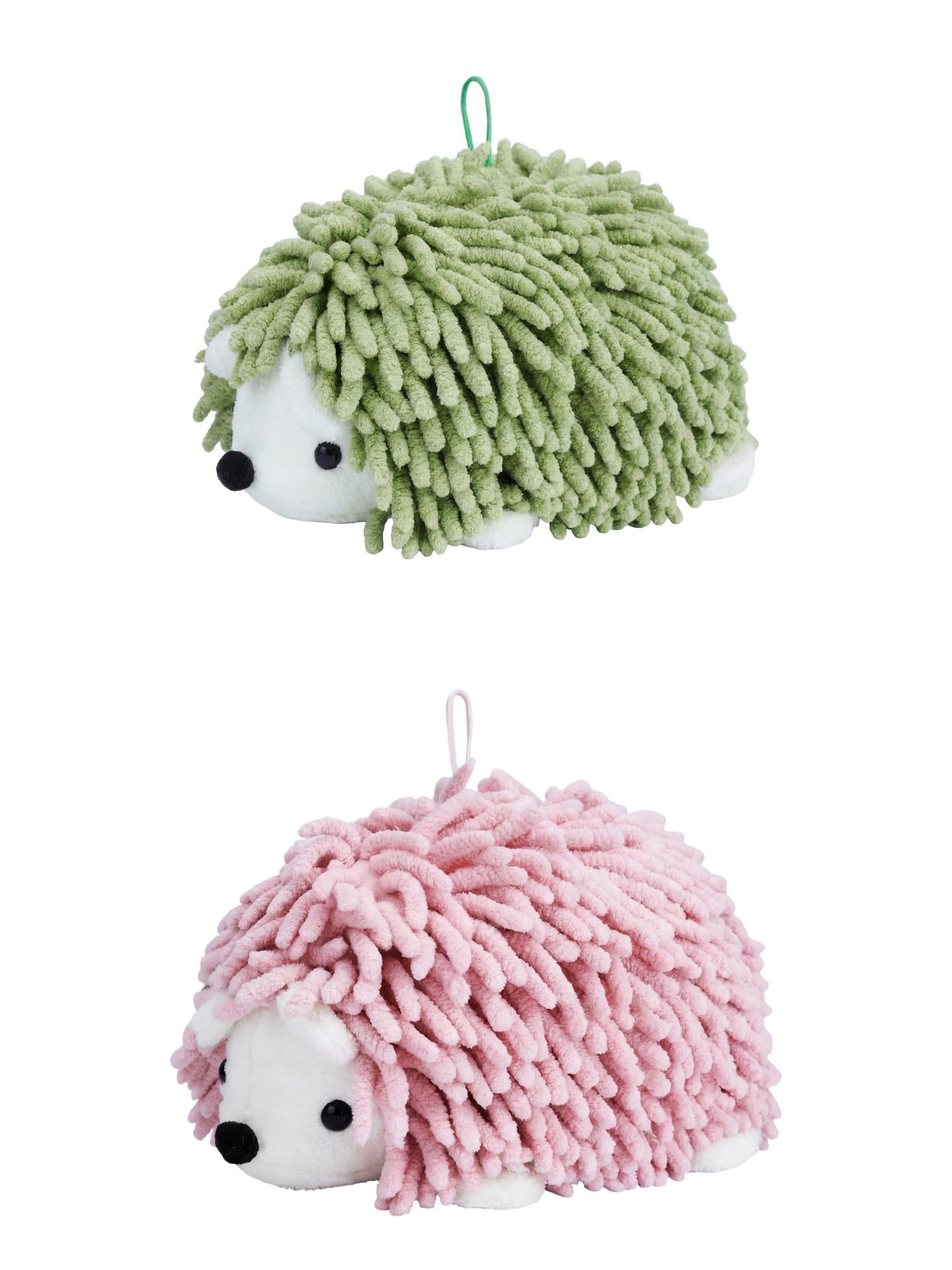 Unique Bargains Animal Chenille Hanging Absorbent Soft Hand Towel Pink/Green 10" x 6"
