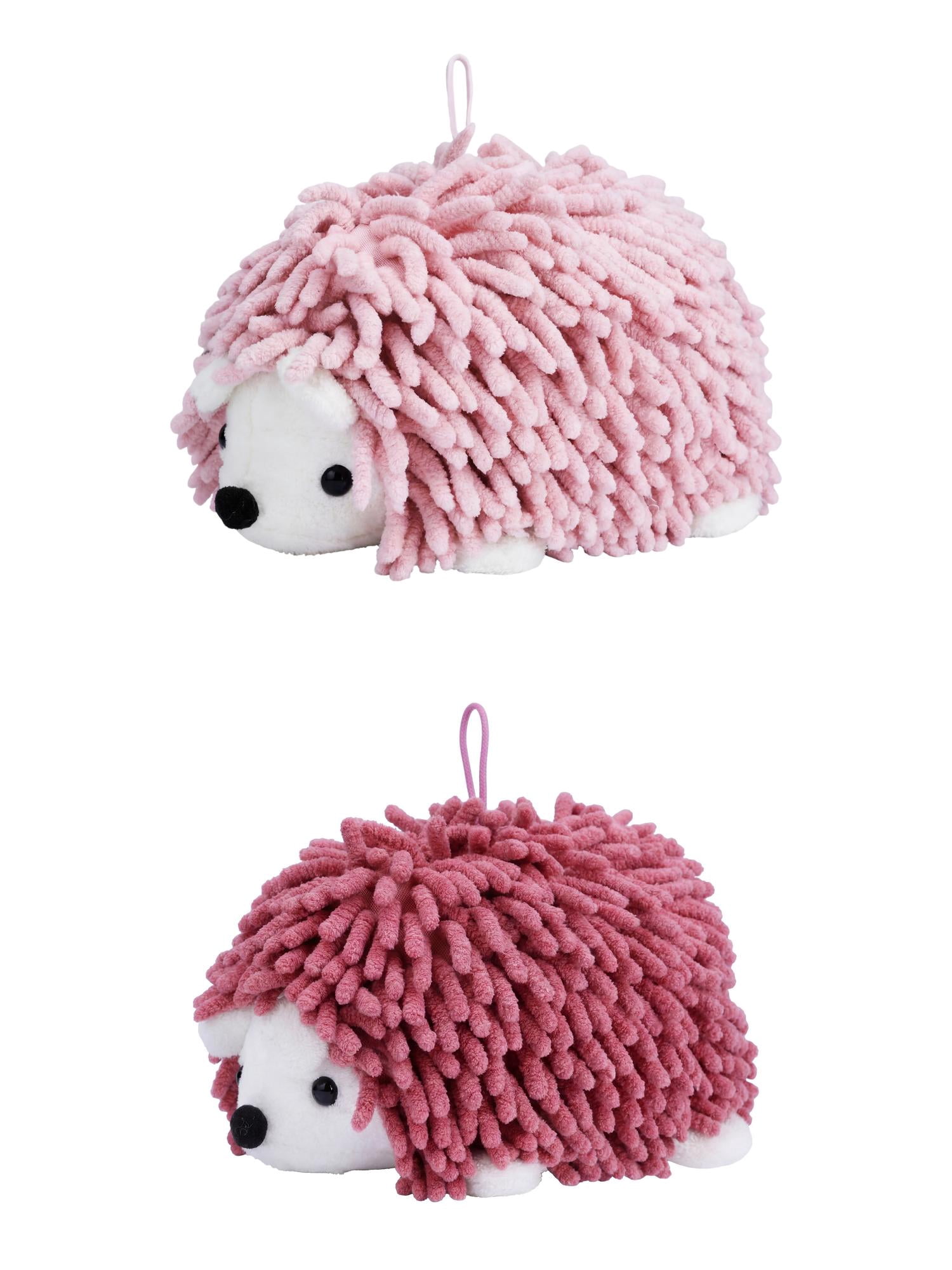 Unique Bargains Animal Chenille Hanging Absorbent Soft Hand Towel Pink/Rose Red 10" x 6"