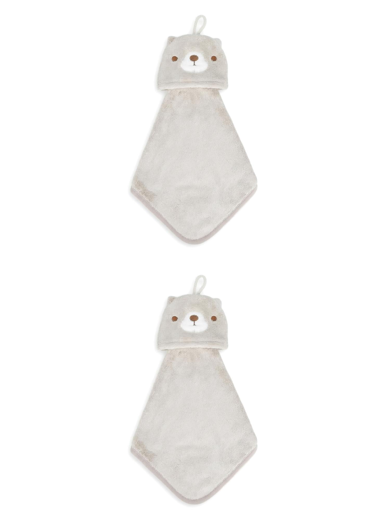Unique Bargains Animal Hanging Soft Absorbent Hand Towel Brown Bear 15" x 8"