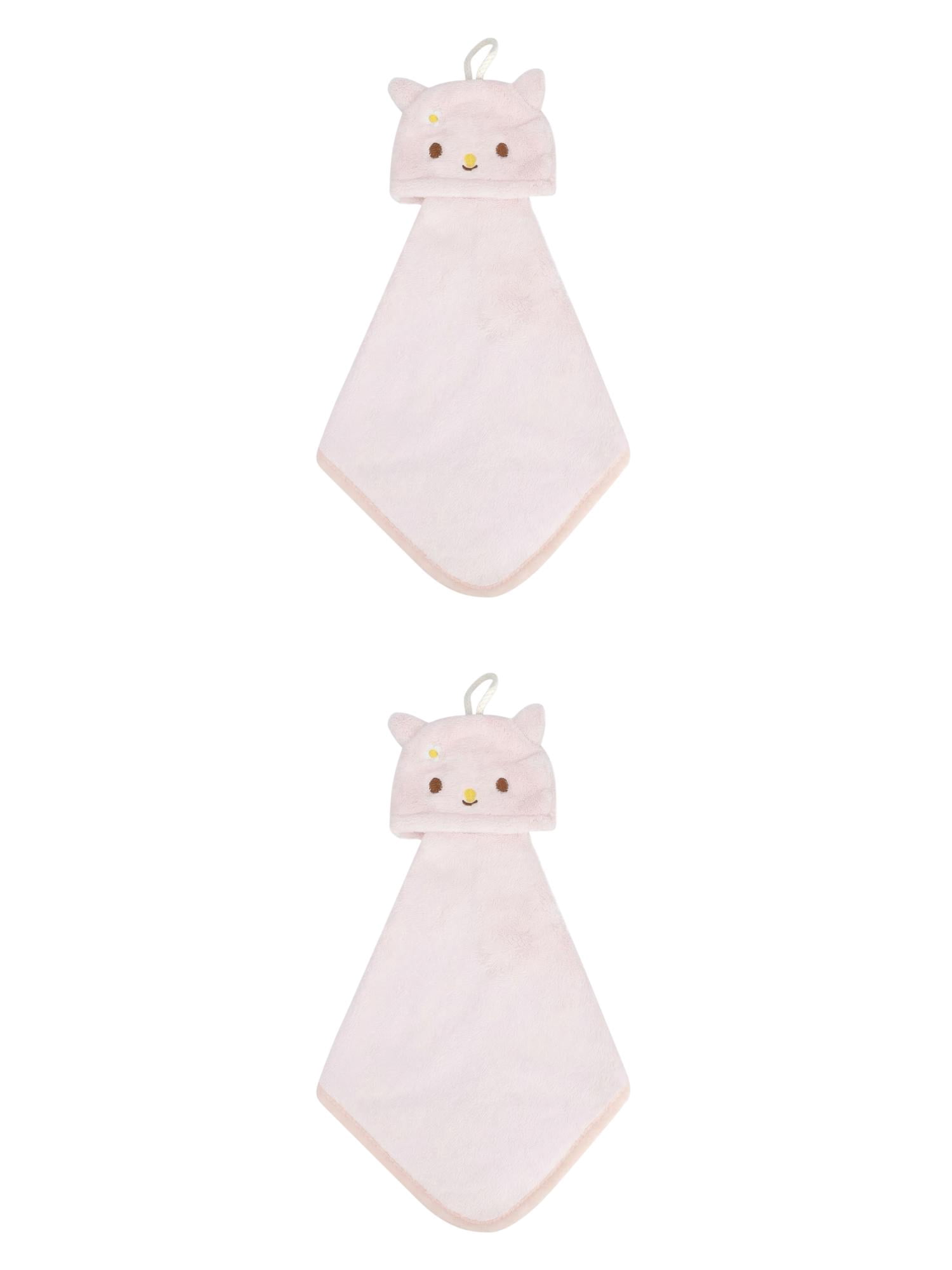 Unique Bargains Animal Hanging Soft Absorbent Hand Towel Pink Rabbit 15" x 8"