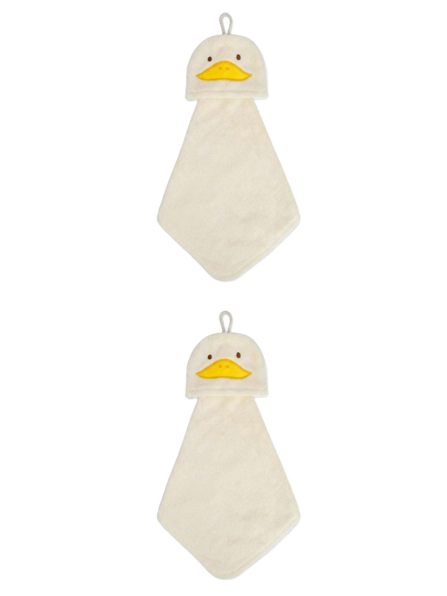 Unique Bargains Animal Hanging Soft Absorbent Hand Towel Yellow Duck 15" x 8"
