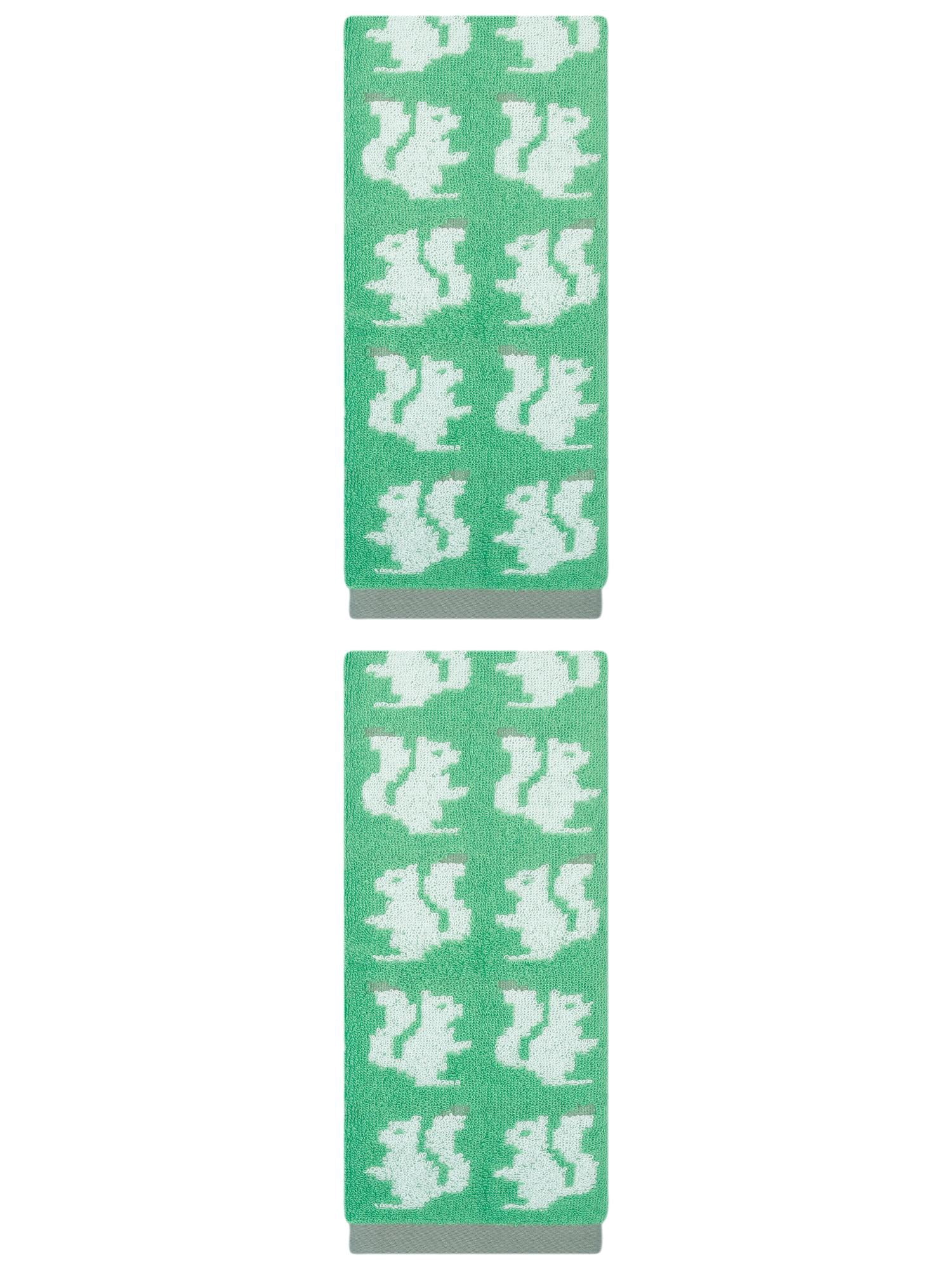 Unique Bargains Animal Pattern Cotton Jacquard Absorbent Hand Towel Dark Green 29" x 13"